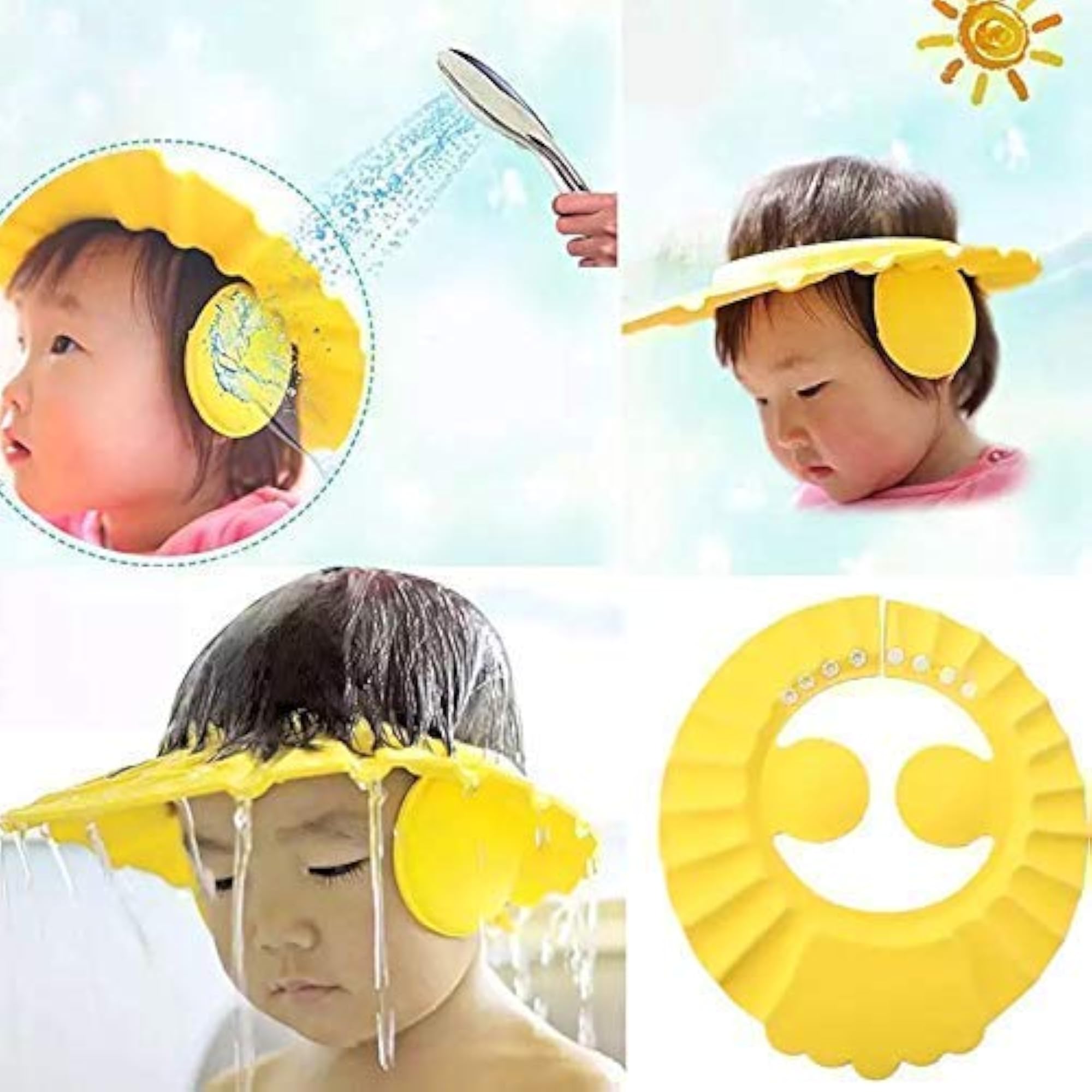 Soft Adjustable Visor Hat Shampoo Bath Cap, Multi Color